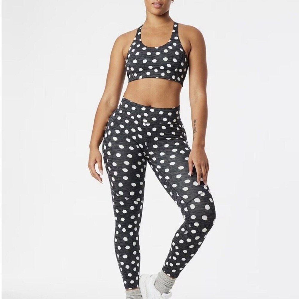 Outdoor Voices Black and White Polka Dot Leggings